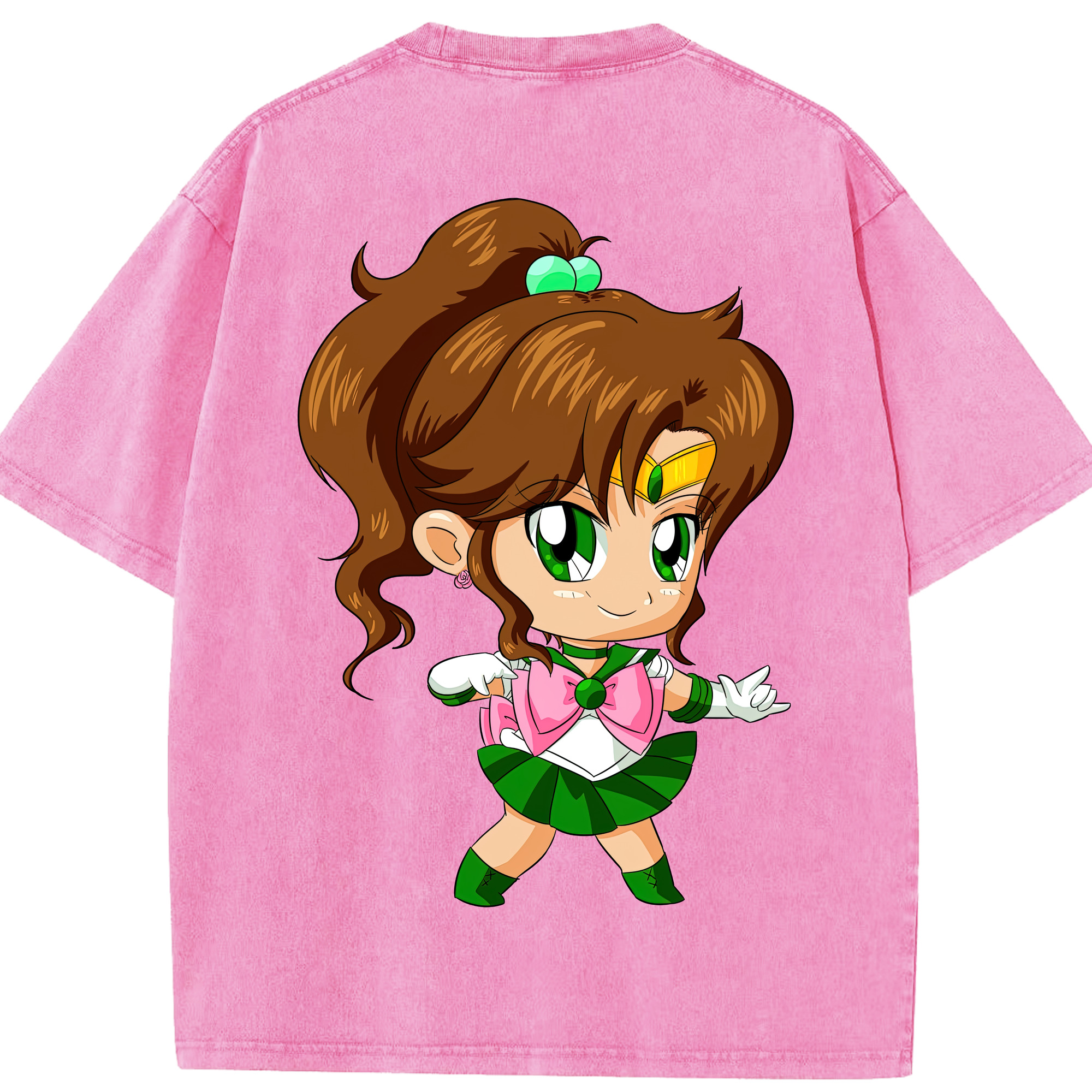 （画像用） 美少女戦士セーラームーン 木野 まこと きの まこと Sailor Moon Kino Makoto （セーラージュピター；Sailor Jupiter） 綿100% ヴィンテージ風 半袖Tシャツ（背面プリント）